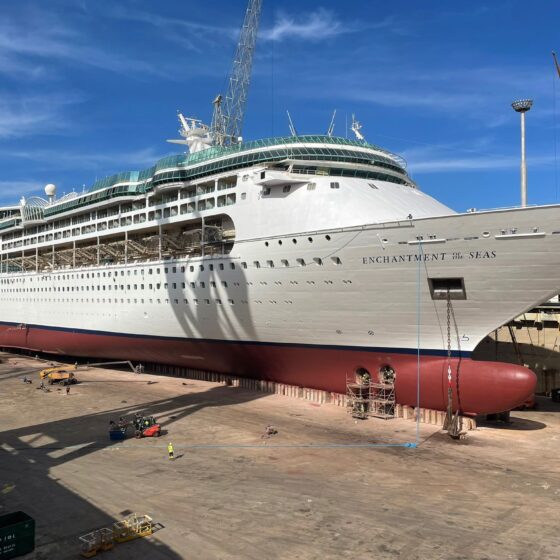 Enchantment of the Seas en el dique seco tras ser pintado